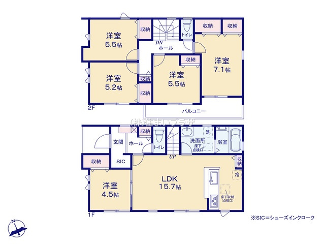 仲介手数料無料）稲沢市矢合町面棒堀１号棟の間取り