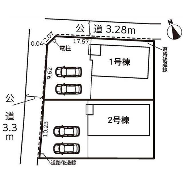 仲介手数料無料）稲沢市矢合町面棒堀１号棟の区画図| 