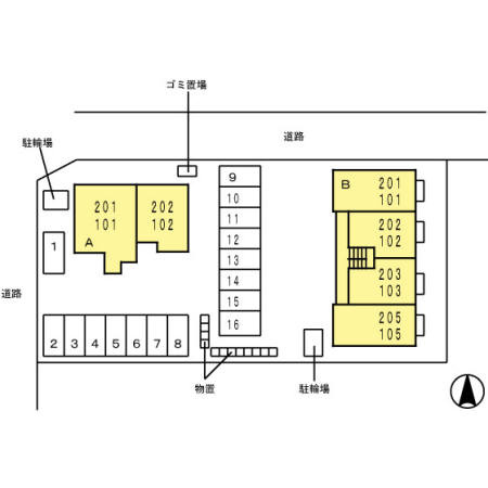 モアナ京田　B棟の区画図