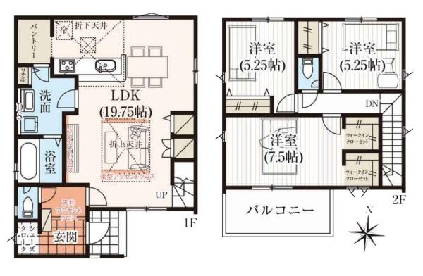 柏原市田辺１丁目の新築一戸建の間取り