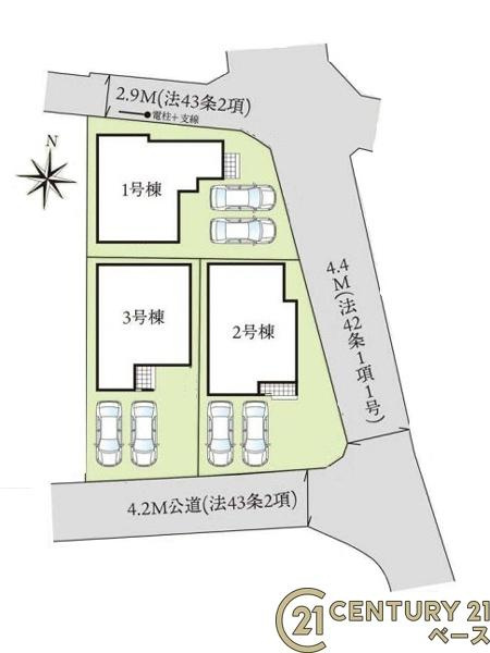 柏原市田辺１丁目の新築一戸建の区画図|■こちらの物件は２号棟です！■
