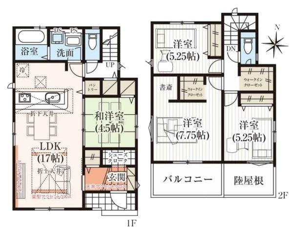 柏原市田辺１丁目の新築一戸建の間取り
