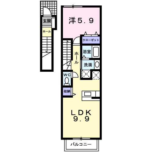 熊本市中央区坪井６丁目のアパートの間取り