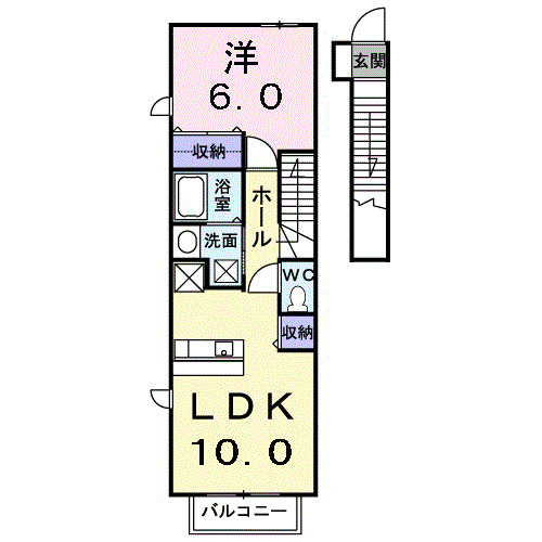 熊本市中央区坪井６丁目のアパートの間取り