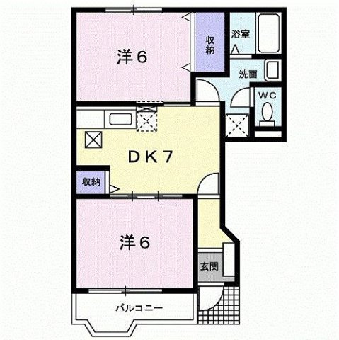 熊本市北区鶴羽田町のアパートの間取り