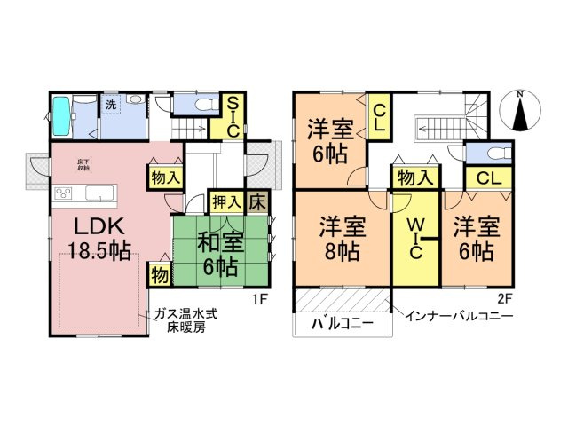 中古戸建　大垣市青柳町一丁目　令和元年築の間取り