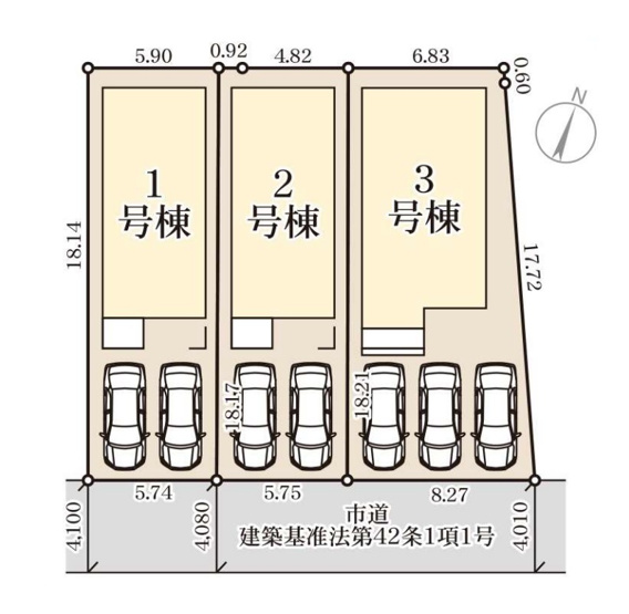 【区画図】 | 福岡市南区警弥郷1丁目第4　2号棟（全3棟）【仲介手数料無料・0円】 | 区画図です。2号棟