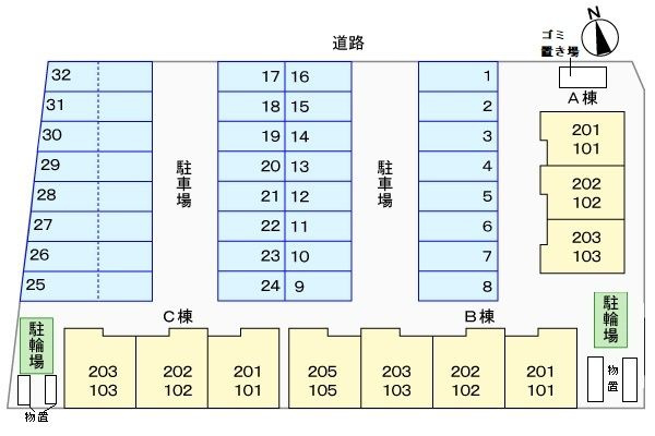 ヴィラ・アンソレイユ　Ａの駐車場