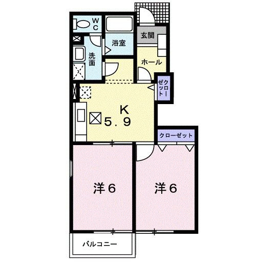ヴィラ・アンソレイユ　Ａの間取り