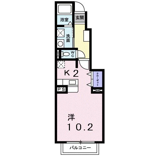 熊本市中央区坪井６丁目のアパートの間取り