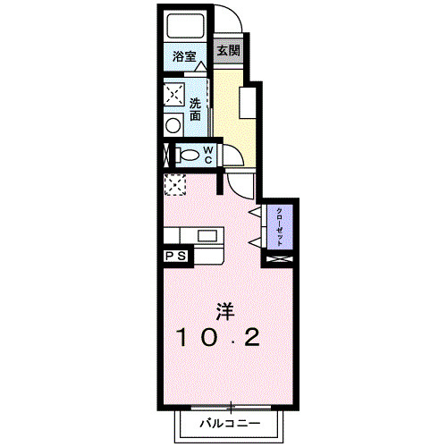熊本市中央区坪井６丁目のアパートの間取り