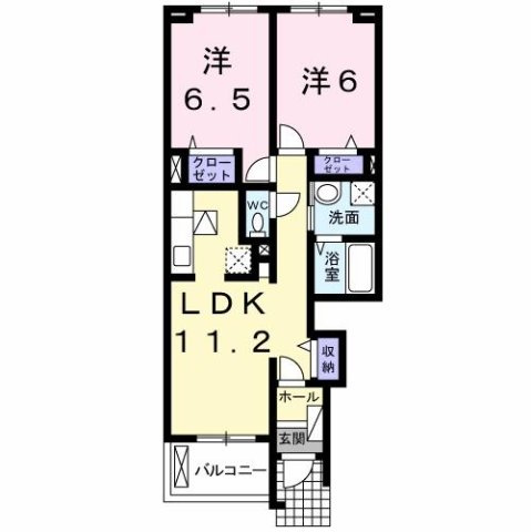 熊本市北区楡木２丁目のアパートの間取り