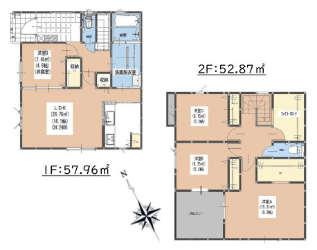 【間取り】 | 糟屋郡粕屋町花ヶ浦2丁目4期　1号棟（全1棟）【仲介手数料無料・0円】 | 平日、土日祝日もお好きな日時にご見学可能です。お気軽にお問合せ下さい。