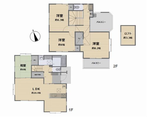 【仲介手数料０円】平塚市めぐみが丘2丁目　中古一戸建ての間取り|平塚市めぐみが丘2丁目　中古一戸建て