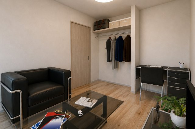 淀の原町Ⅱの洋室|―納戸５帖―1階に居室があることで階段の昇降を最小限に抑えられ老後も安心！（イメージパース）