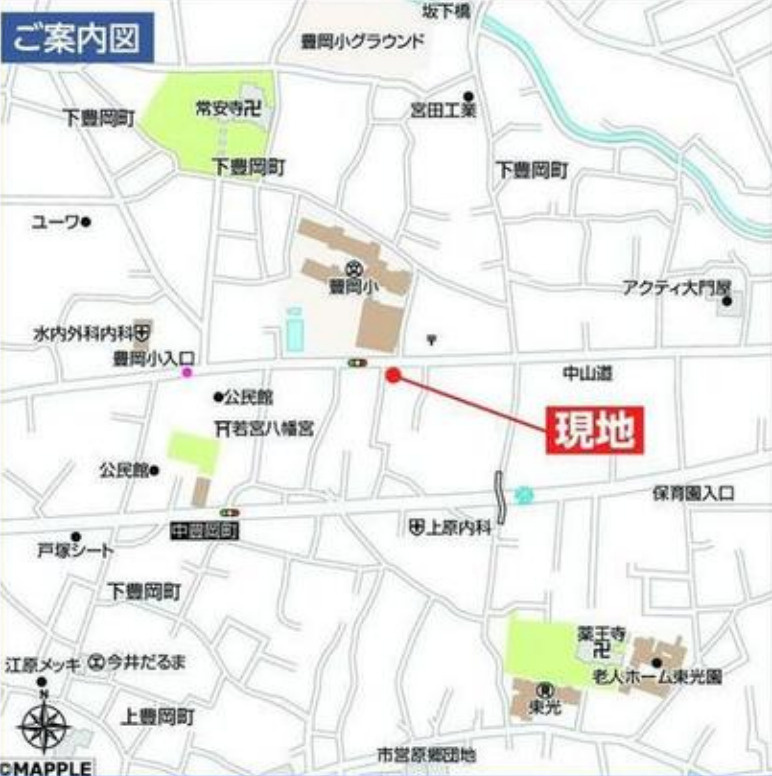 【新築】高崎市中豊岡町　限定１棟　ハートフルタウン　新築建売の地図