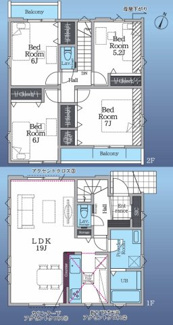 【間取り】 | 【仲介手数料無料！！】八王子市長沼町　新築戸建て（全1棟）1号棟　4799万円 | 4LDK車庫並列2台　建物面積／100.19㎡