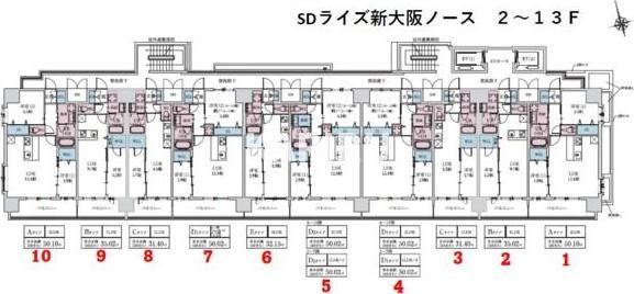 スプランディッドライズ新大阪ノースの区画図