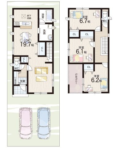 ◆八尾市田井中　第1期　新築一戸建ての間取り|1号地