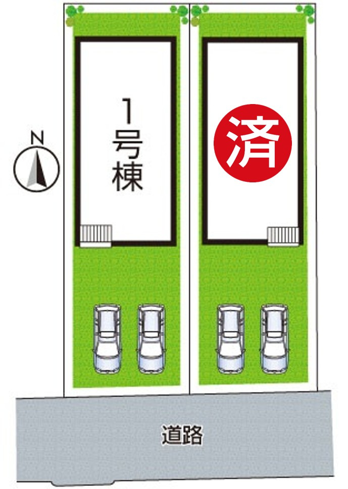 八尾市田井中　第1期　新築一戸建ての区画図|全2区画