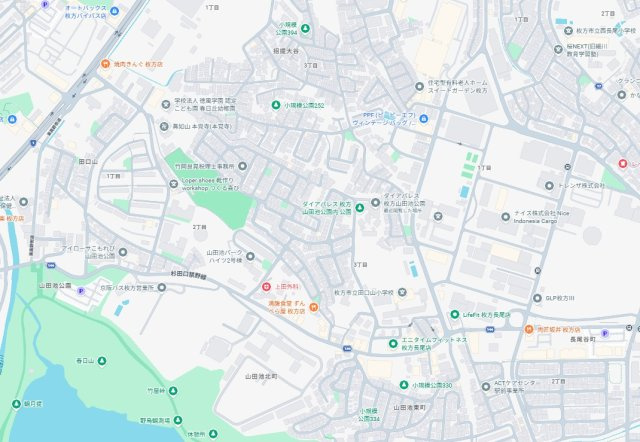 ダイアパレス枚方山田池公園の地図