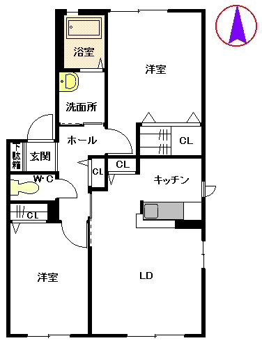 熊本市北区清水万石１丁目のアパートの間取り