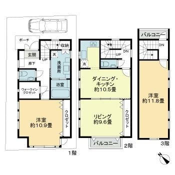 目黒区上目黒五丁目戸建の間取り|間取り