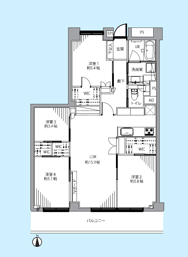 日商岩井大岡山第2マンションB棟の間取り