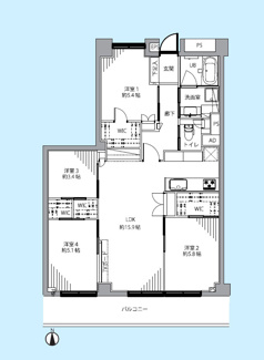【間取り】 | 日商岩井大岡山第２マンション　Ｂ棟