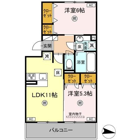 上益城郡益城町大字広崎のアパートの間取り