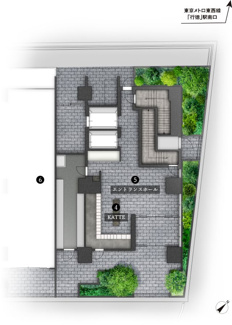 【その他共用部分】 | ザ・パークハビオ 行徳駅前 | 1F共用施設（4.KATTE 作業台や手荷物置場として利用でき、受け取った郵便物や荷物を解いたり、不要なものはその場で捨てることが出来ます。）（6.スーパーマーケット開業予定）