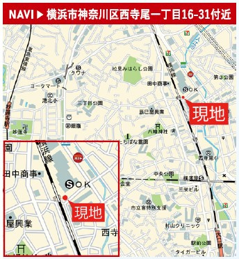 仲介手数料無料　横浜市神奈川区西寺尾１丁目の地図