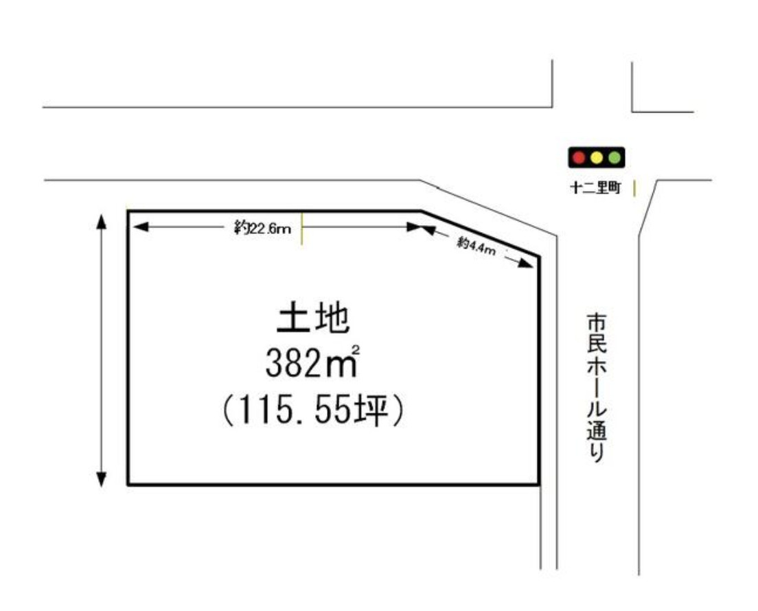 守山市十二里町の事業用地の区画図