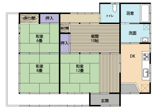 富津市梨沢　古民家の間取り|全居室６帖以上の広々とした間取りの４ＤＫ！