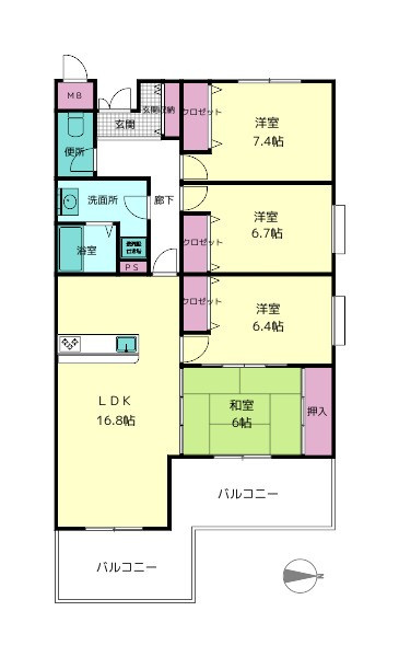 ヴェルビュあやめ池A棟の間取り