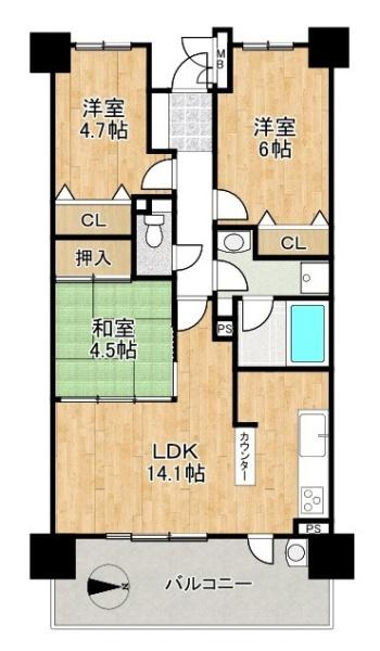 プレミスト天理の間取り