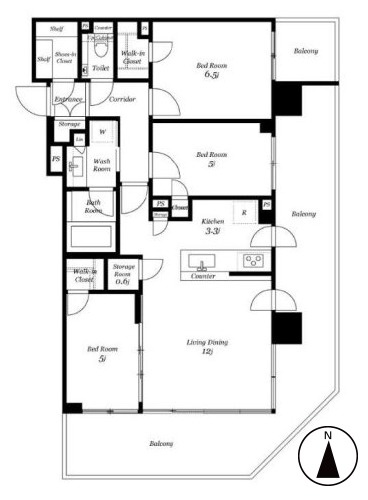 シティタワーズ東京ベイウエストタワーの間取り|27階部分・南向き・南東角部屋住戸につきまして日当り・通風・眺望良好