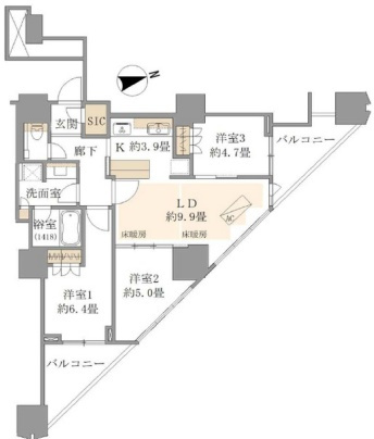 富久クロスコンフォートタワーの間取り