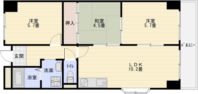 柏原市国分本町１丁目の賃貸マンションの間取り
