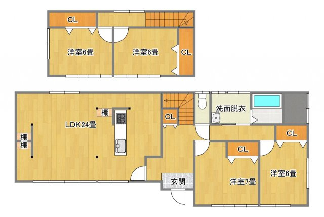 南相馬市小高区南町2丁目 中古住宅 陽当たり良好！ 4LDK 不動産プラスの間取り|【リフォーム後間取図】4LDKの間取りです。和室は洋室に間取り変更を行います。4LDKの間取りなので大家族の方にもおすすめの住宅です。