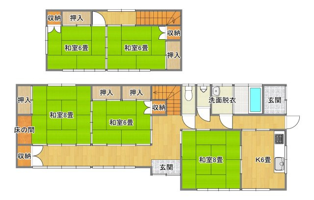 南相馬市小高区南町2丁目 中古住宅 陽当たり良好！ 4LDK 不動産プラスの間取り|【リフォーム前間取図】リフォーム前の間取りです。4LDKに間取りの変更を行いますのでお子様のいるご家庭も安心です。