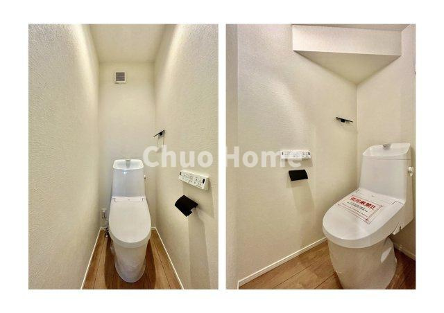 足立区千住元町新築分譲住宅のトイレ|【トイレ】温水洗浄便座機能付きトイレ。温水洗浄便座は清潔にお使いいただくための大切なアイテムです。
