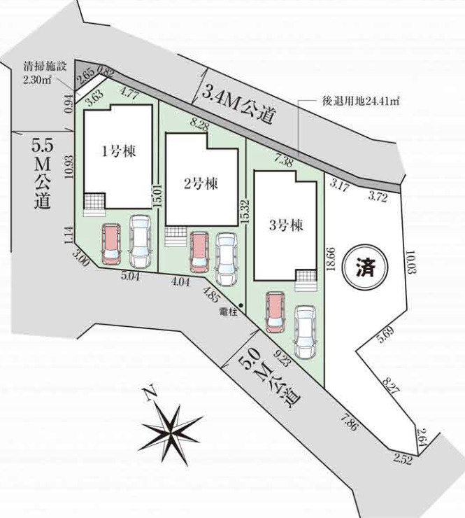 【仲介手数料無料】所沢市山口２２期全４棟２号棟　所沢市の新築なら西武ハウジングの区画図