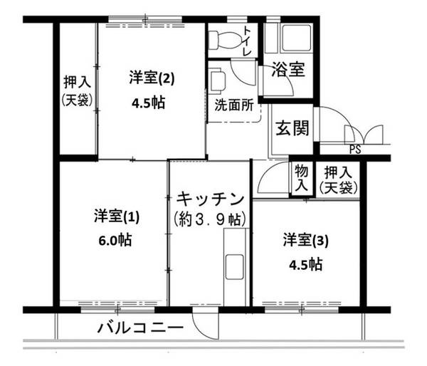 ビレッジハウス志染15号棟の間取り