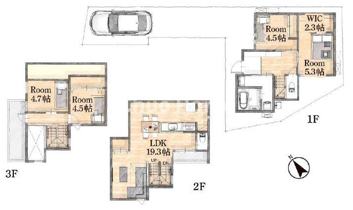 江戸川区南篠崎町1丁目新築分譲住宅の間取り|4LDK+ウォークインクローゼット+カースペース