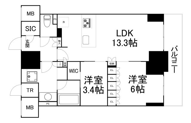 【間取り】 | ザ・パークハビオ谷町六丁目クロス