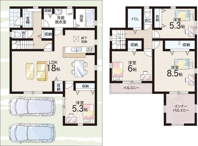姫路市東山　第4期　新築一戸建ての間取り|２号地