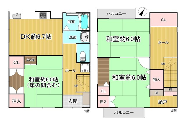 高石市東羽衣7丁目戸建の間取り