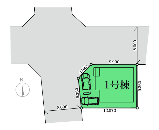 【区画図】 | リーブルガーデン.S前橋市小相木町第6ー① | 開放的な角地に建つ1棟！