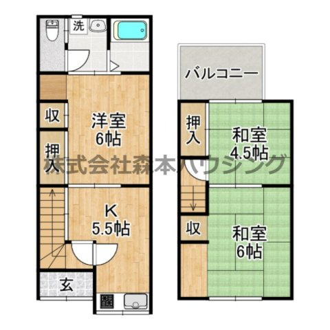 【間取り】 | 　門真市野里町17テラスハウス